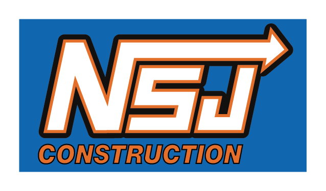 Logo NSJ Construction sur bleu